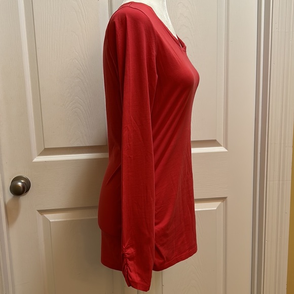 Garnet Hill Prima cotton ruched side tee szM - Picture 3 of 7